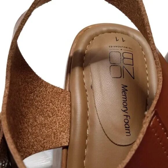 No Boundaries Cognac Adjustable Buckle Platform Sandals Size 11 - Picture 8 of 10